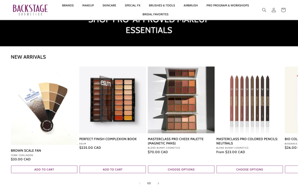 Backstage Cosmetics new arrivals screenshot