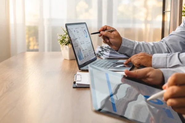 Phoenix First Restorations call tracking data on a laptop